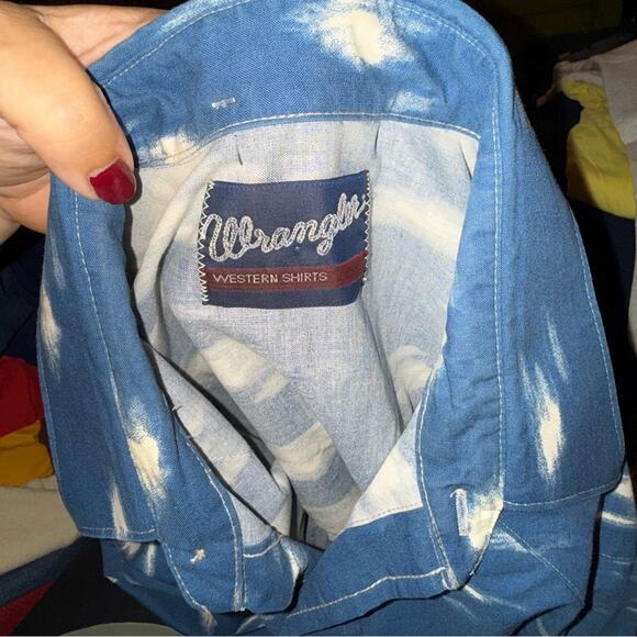 VNTG RARE WRANGLER pearl snap Western cowboy shirt with wolf print 2X - Picture 2 of 5